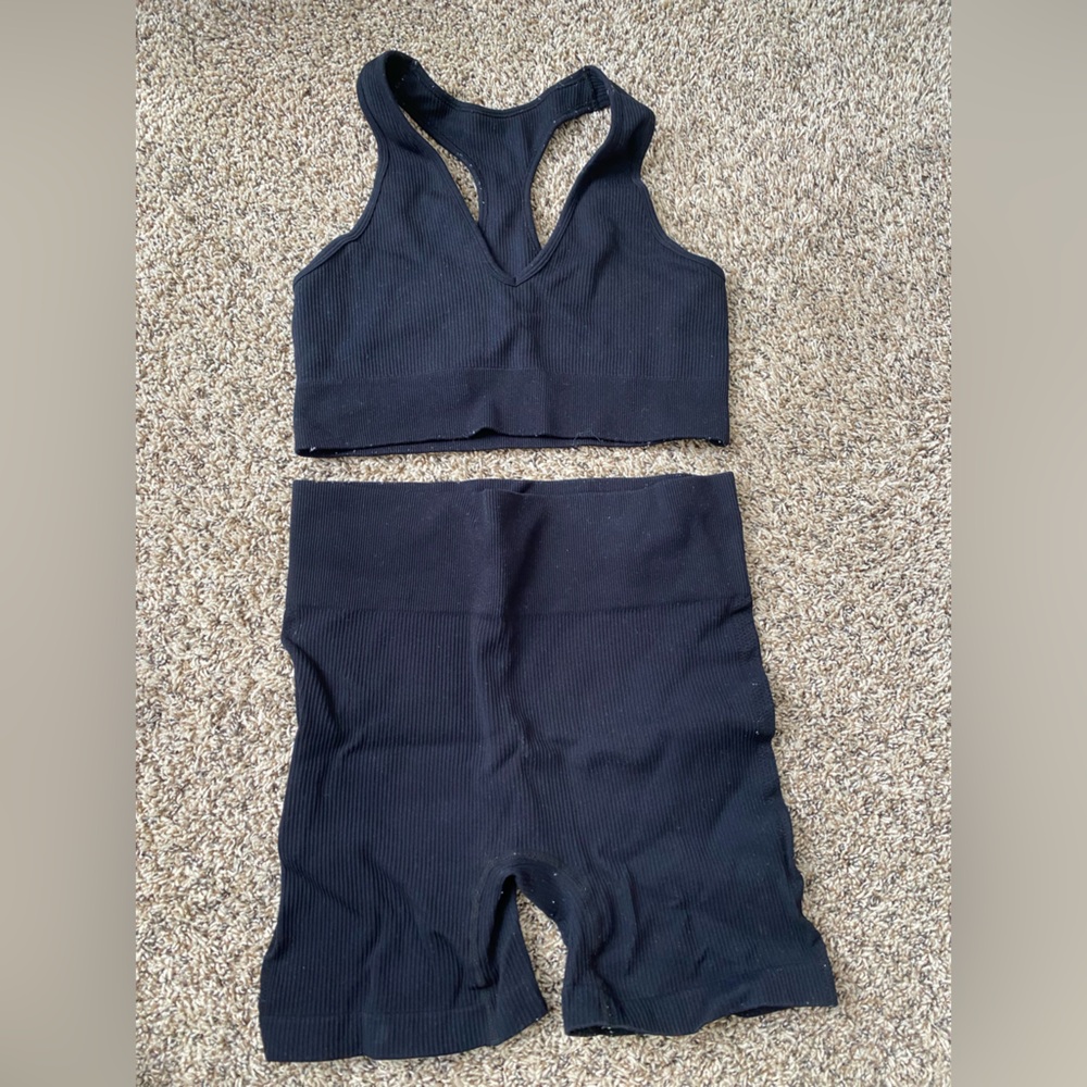 Black Ribbed Two-Piece Set
